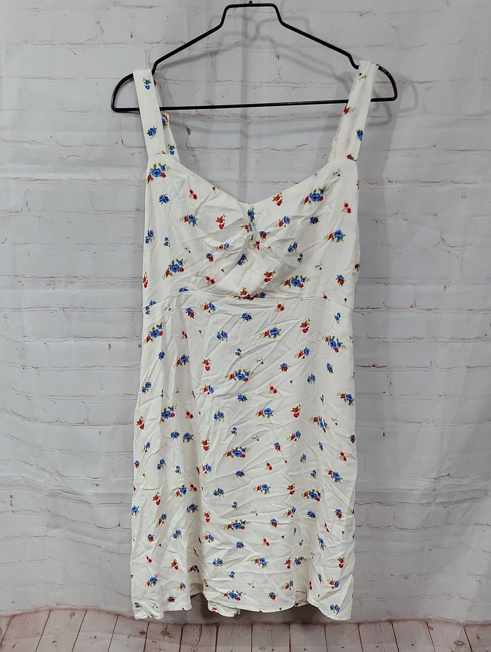 Old Navy White Mini Dress with Blue & Red Floral Print